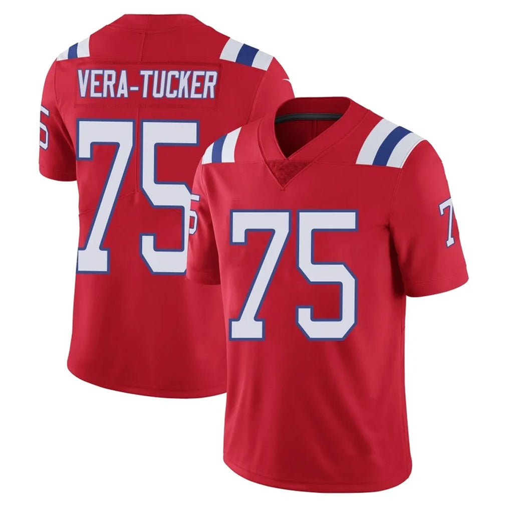 NE.Patriots #75 Alijah Vera-Tucker Player Red Vapor Untouchable Home Game Odoa Stitched Jerseys