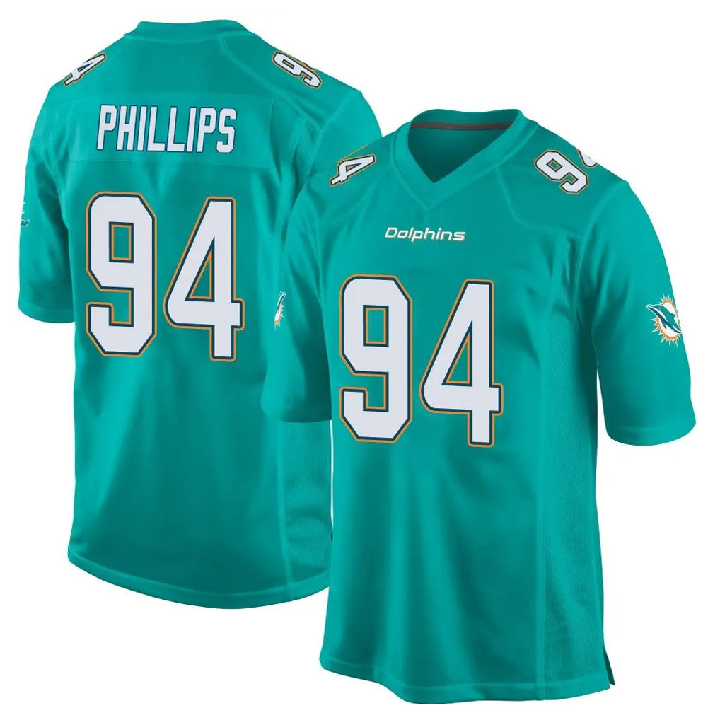M.Dolphins #94 Jordan Phillips Player Aqua Team Color Home Game Odoa Stitched Jerseys