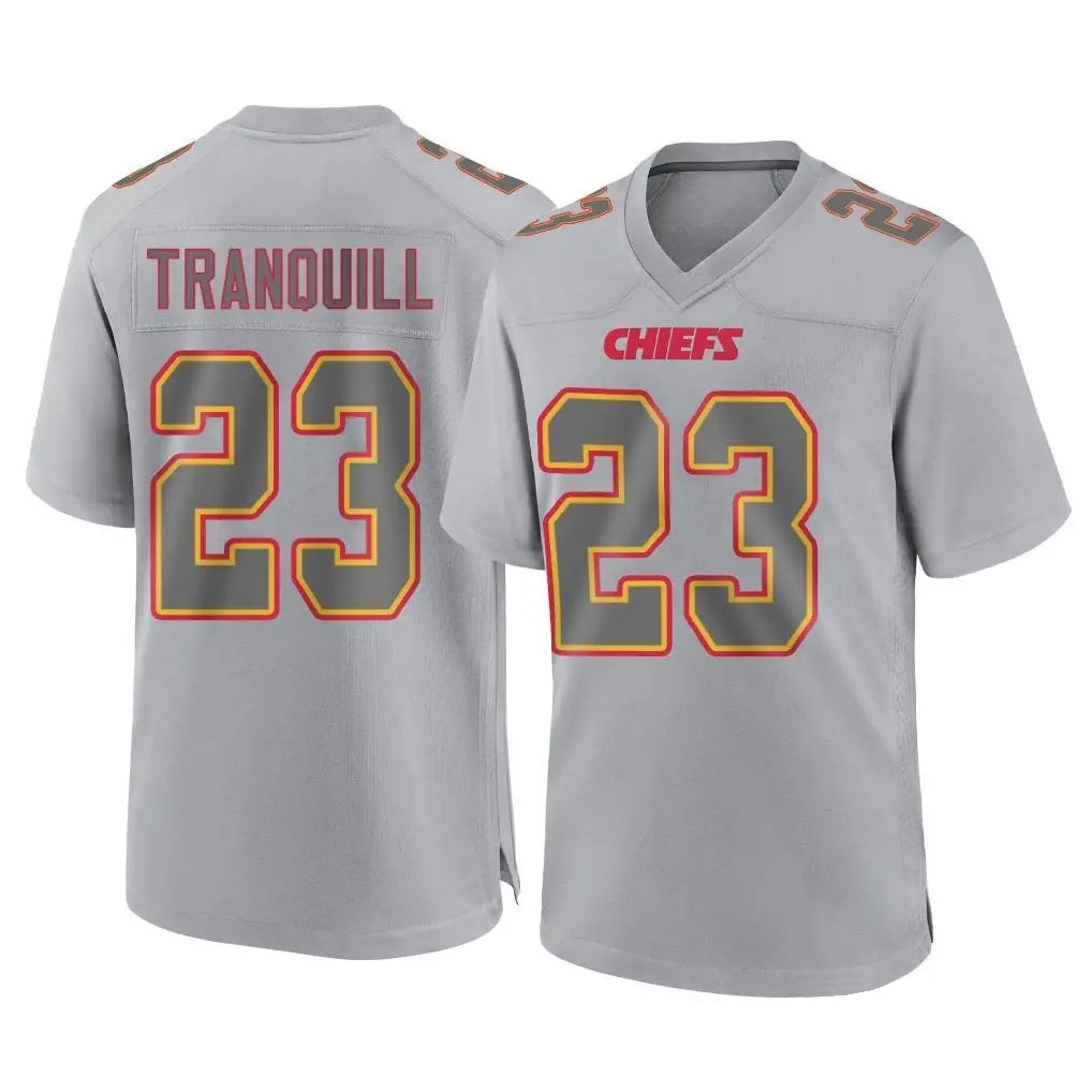 KC.Chiefs #23 Drue Tranquill Player Gray Atmosphere Fashion Game Odoa Stitched Jerseys