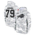 B.Bills #79 Spencer Brown Player Arctic Camo Salute to Service Hoodies Odoa Stitched Jerseys