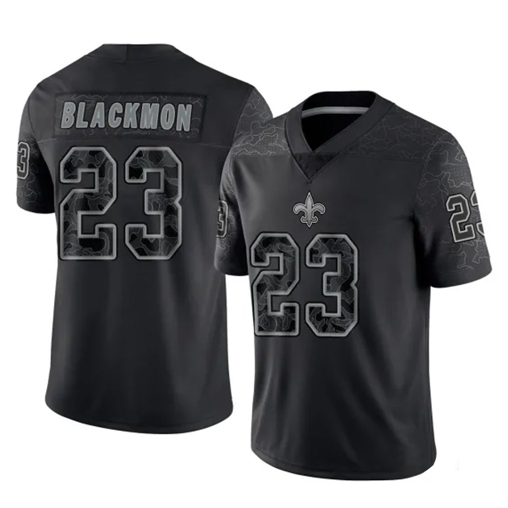 NO.Saints #23 Julian Blackmon Player Black Limited Reflective Home Game Odoa Stitched Jerseys