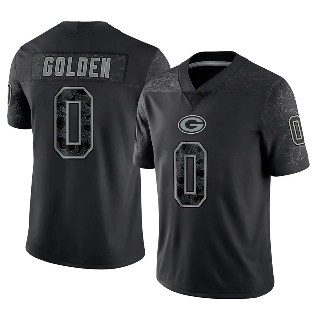 GB.Packers #0 Matthew Golden Player Black Reflective Limited Home Game Odoa Stitched Jerseys
