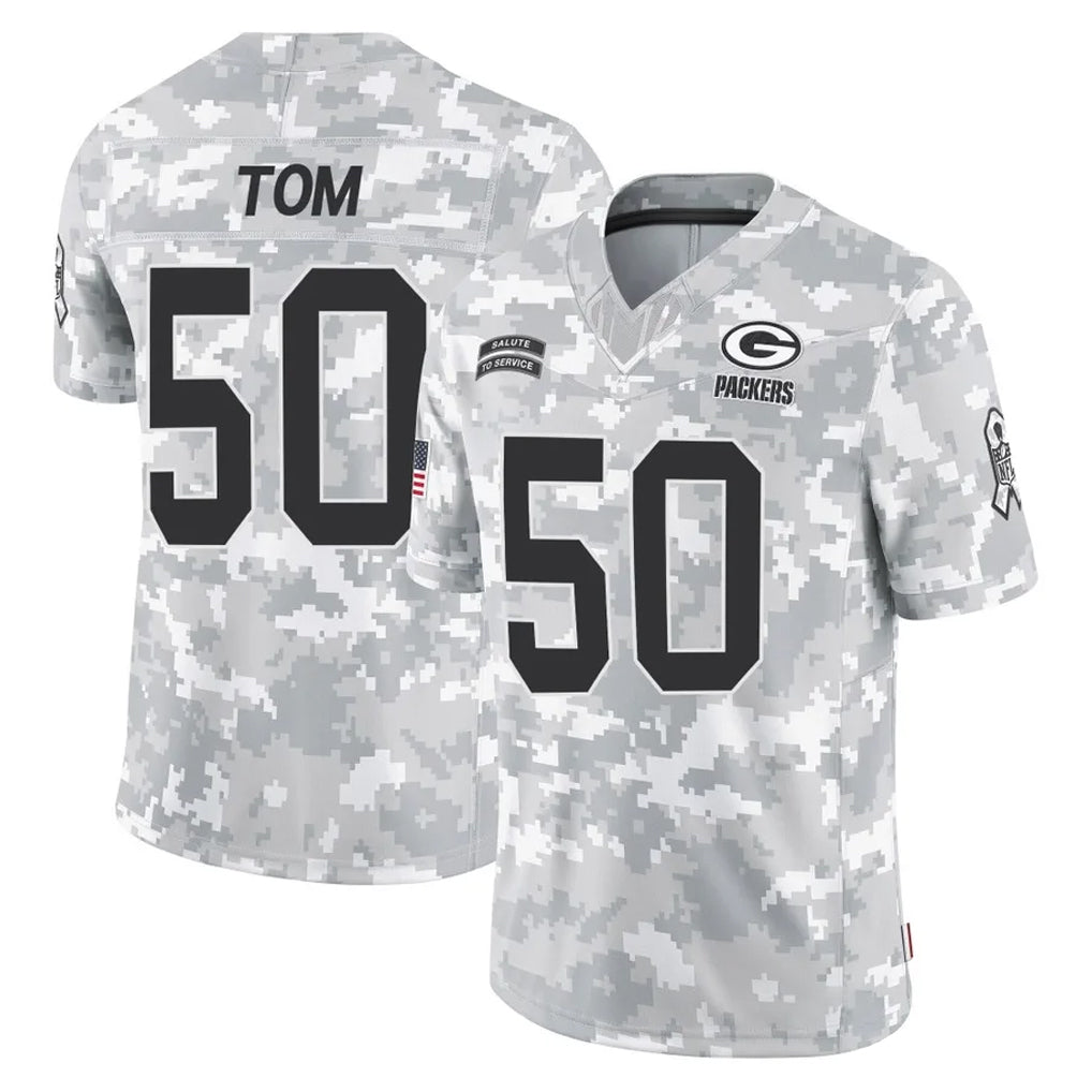 GB.Packers #50 Zach Tom Player Arctic Camo Salute To Service Limited Odoa Stitched Jerseys