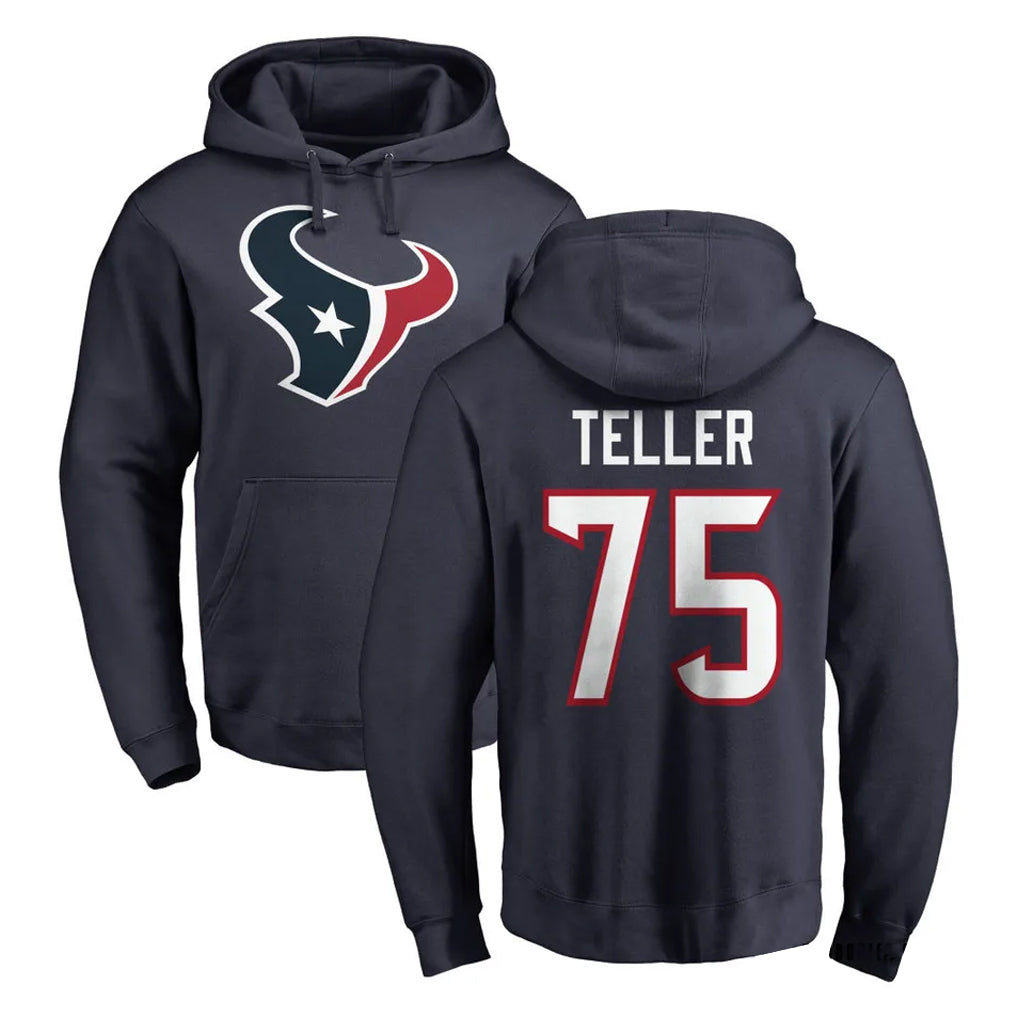 H.Texans #75 Wyatt Teller Player Navy Pro Line Pullover Hoodie Limited Game Odoa Stitched Jerseys