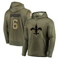 NO.Saints #6 Tyler Shough Player Olive Salute to Service Pullover Hoodies Home Game Odoa Stitched Jerseys