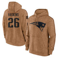 NE.Patriots #26 Hassan Haskins Player Brown Salute to Service Pullover Hoodies Limited Game Odoa Stitched Jerseys
