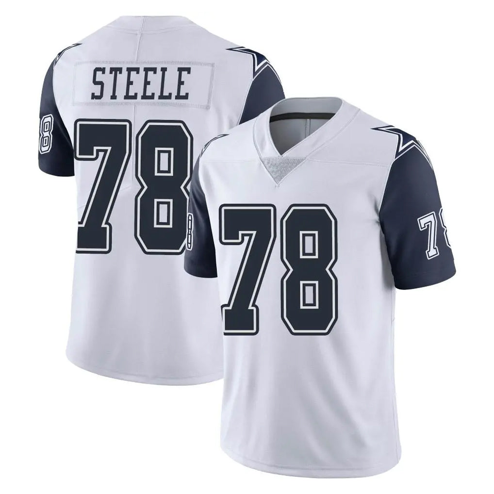 D.Cowboys #78 Terence Steele Player White-Navy Limited Color Rush Vapor Untouchable Home Game Odoa Stitched Jerseys