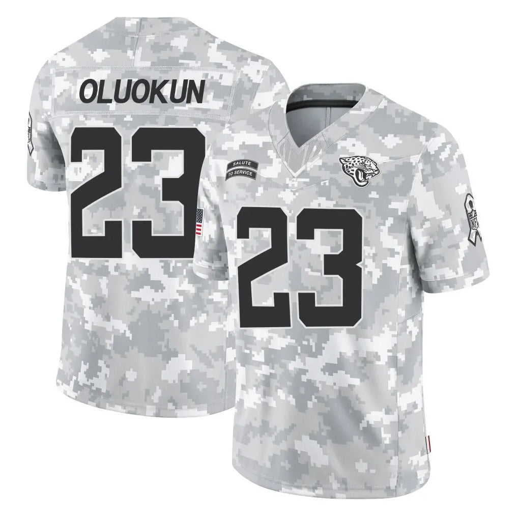 J.Jaguars #23 Foyesade Oluokun Player Arctic Camo Salute To Service Limited Game Odoa Stitched Jerseys