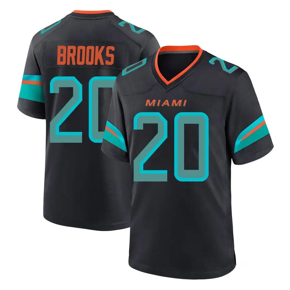 M.Dolphins #20 Jordyn Brooks Player Black Pitch Rivalries Collection Home Game Odoa Stitched Jerseys