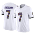 B.Ravens #7 Rashod Bateman Player White Vapor F.U.S.E. Limited Home Game Odoa Stitched Jerseys