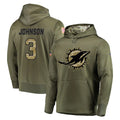 M.Dolphins #3 Chris Johnson Player Olive Salute to Service Pullover Hoodies Home Game Odoa Stitched Jerseys
