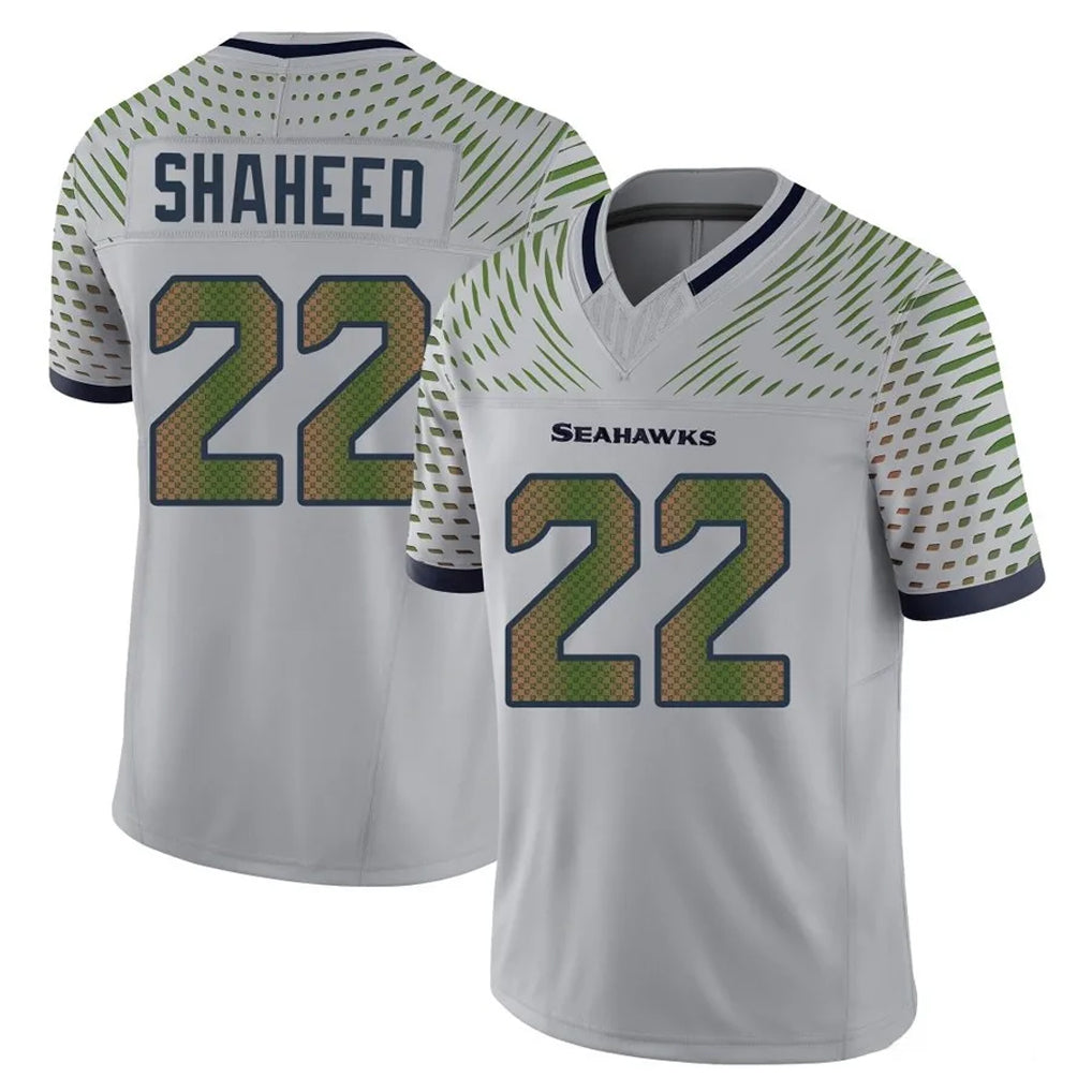 S.Seahawks #22 Rashid Shaheed Player Grey Limited 2025 Rivalries Collection Home Game Odoa Stitched Jerseys