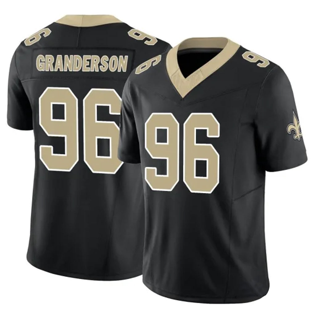 NO.Saints #96 Carl Granderson Player Black Limited Vapor F.U.S.E. Home Game Odoa Stitched Jerseys
