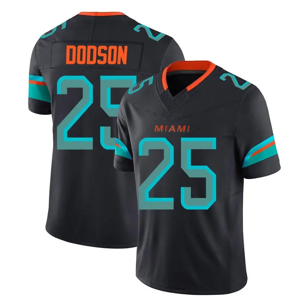 M.Dolphins #25 Tyrel Dodson Player Black Limited Pitch Rivalries Collection Home Game Odoa Stitched Jerseys