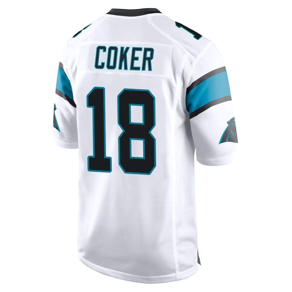 C.Panthers #18 Jalen Coker Player White Game Odoa Stitched Jerseys