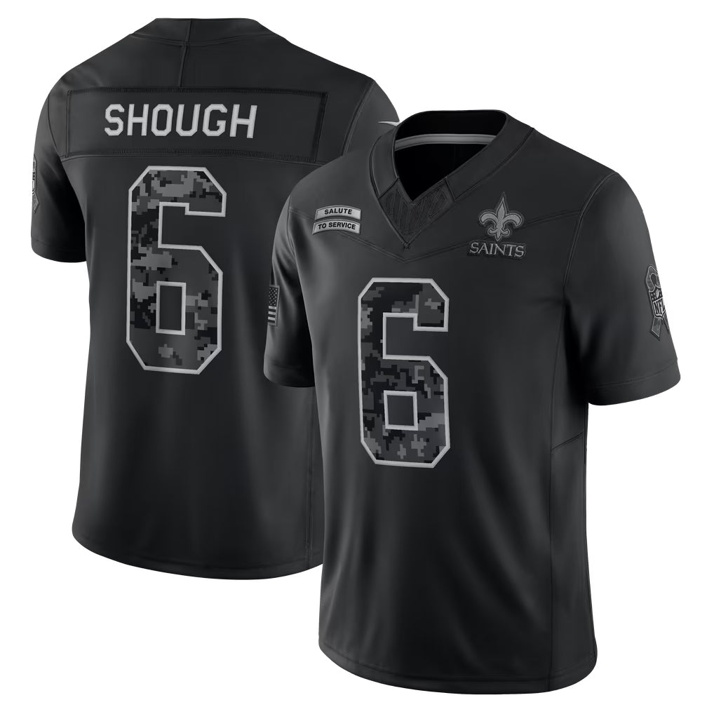 Odoa NO.Saints #6 Tyler Shough Player Black Limited 2026 Salute to Service Home Game Stitched Jerseys