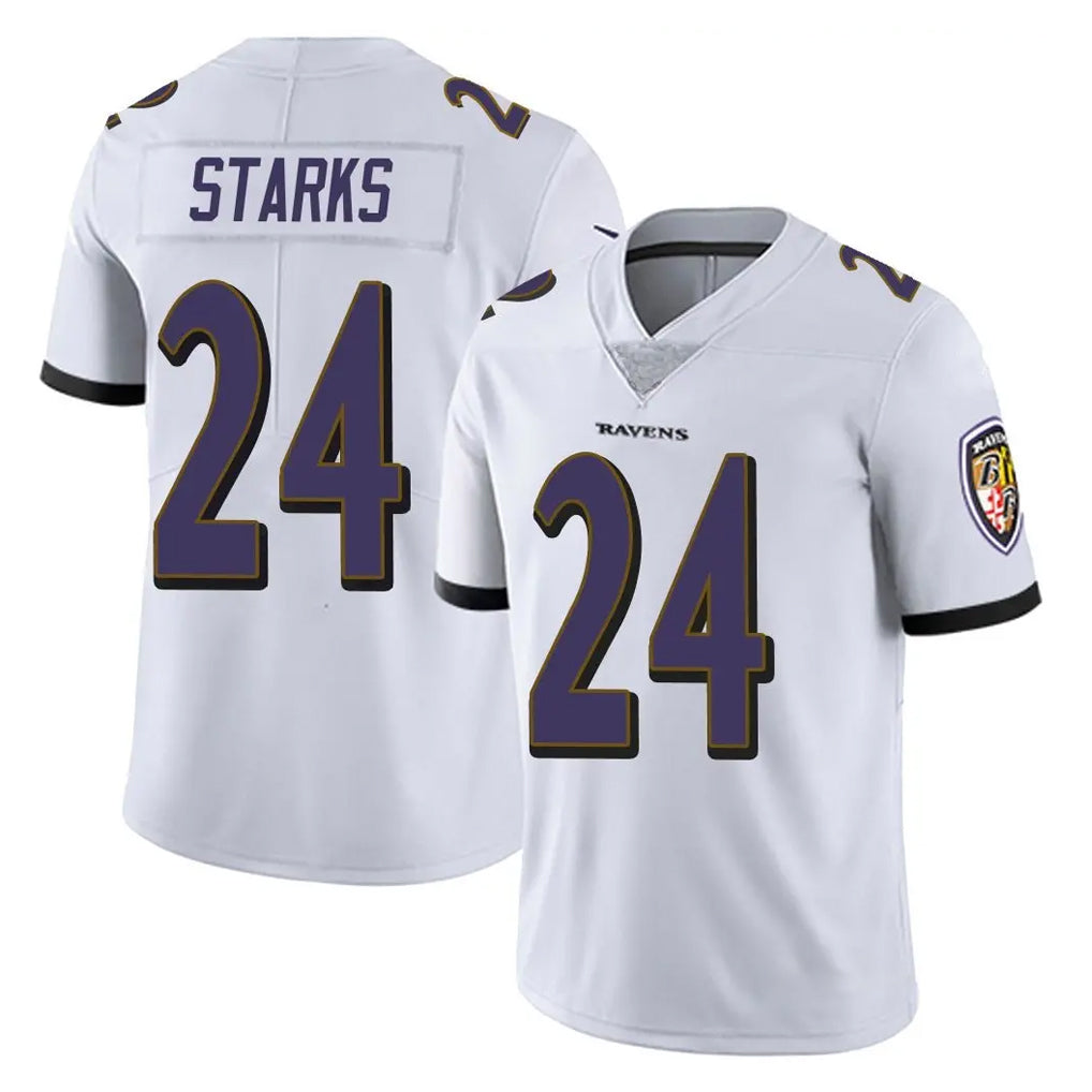 B.Ravens #24 Malaki Starks Player White Vapor F.U.S.E. Limited Odoa Stitched Jerseys
