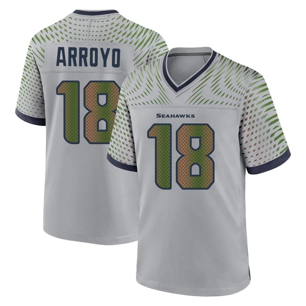 S.Seahawks #18 Elijah Arroyo Player Grey 2025 Rivalries Collection Home Game Odoa Stitched Jerseys