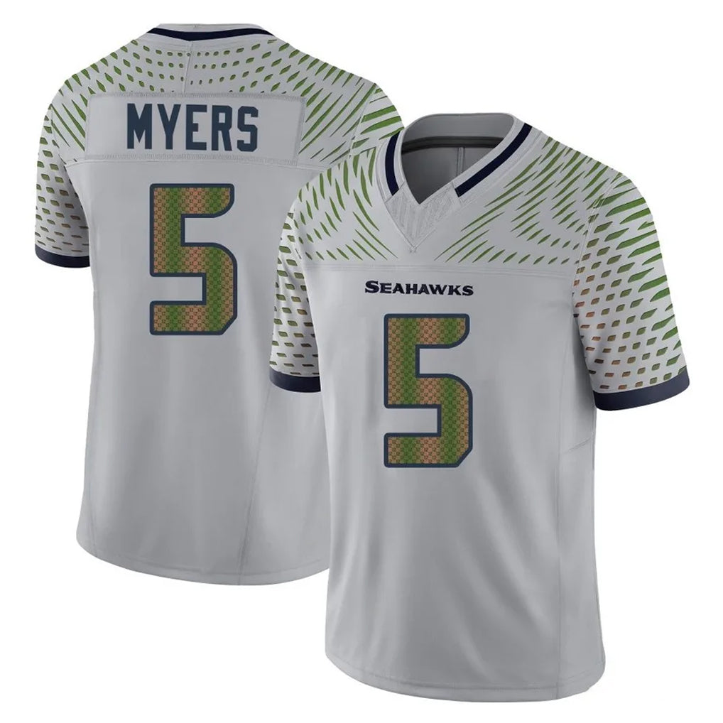 S.Seahawks #5 Jason Myers Player Grey Limited 2025 Rivalries Collection Home Game Odoa Stitched Jerseys