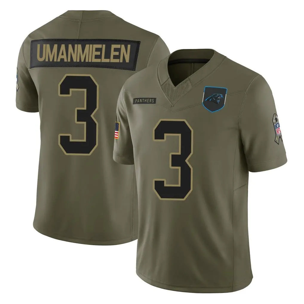 C.Panthers #3 Princely Umanmielen Player Olive 2025 Salute to Service Limited Game Odoa Stitched Jerseys