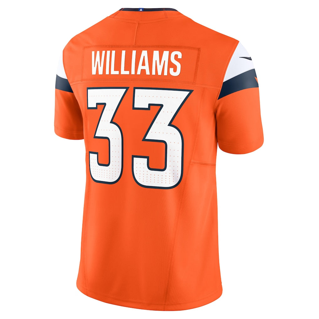 Odoa D.Broncos #33 Javonte Williams Orange Mile High Collection Vapor F.U.S.E. Limited Jersey