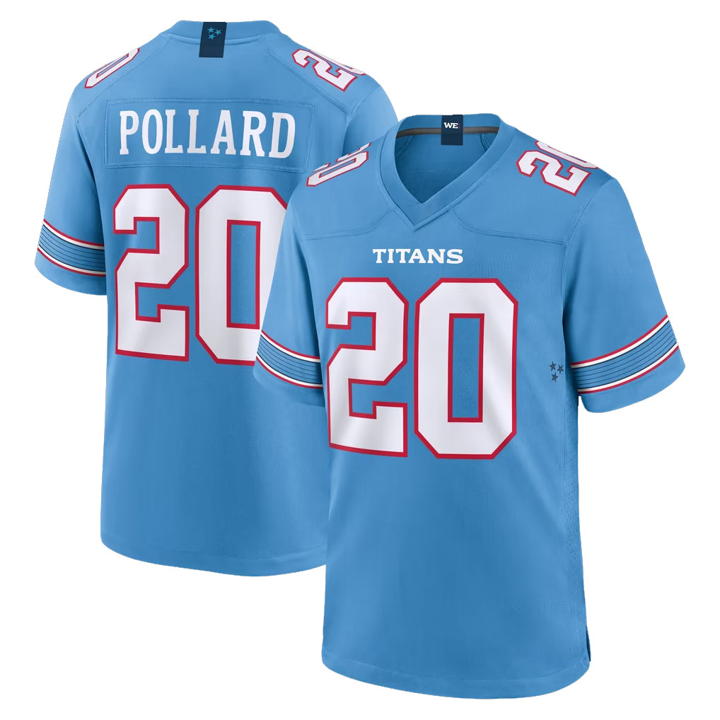 T.Titans #20 Tony Pollard Player Light Blue 2026 Game Home Odoa Stitched Jerseys