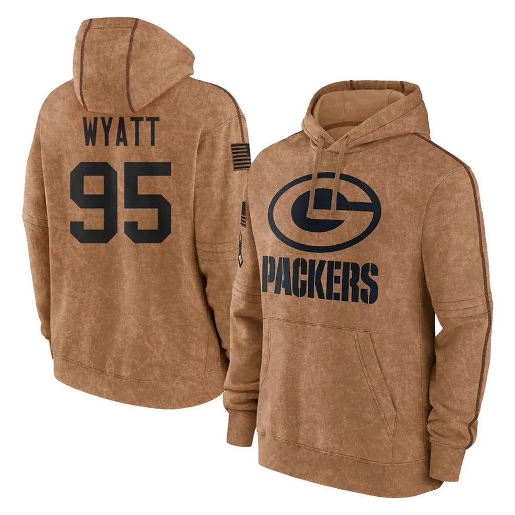GB.Packers #95 Devonte Wyatt Player Brown Salute to Service Hoodies Limited Game Odoa Stitched Jerseys