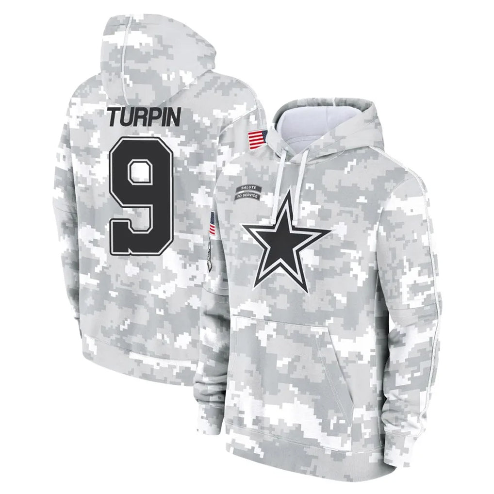 D.Cowboys #9 KaVontae Turpin Player Arctic Camo Salute to Service Hoodies Limited Game Odoa Stitched Jerseys