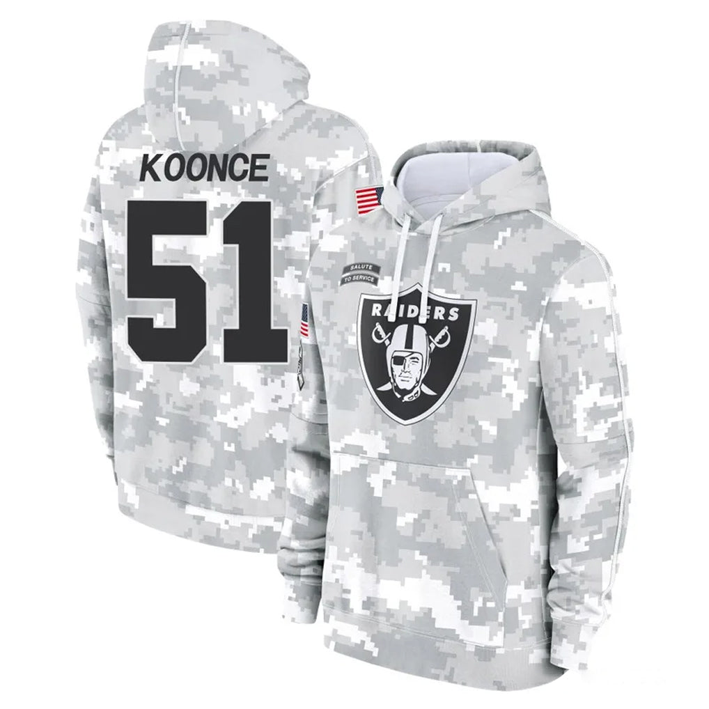 LV.Raiders #51 Malcolm Koonce Player Arctic Camo Salute to Service Hoodies Limited Game Odoa Stitched Jerseys