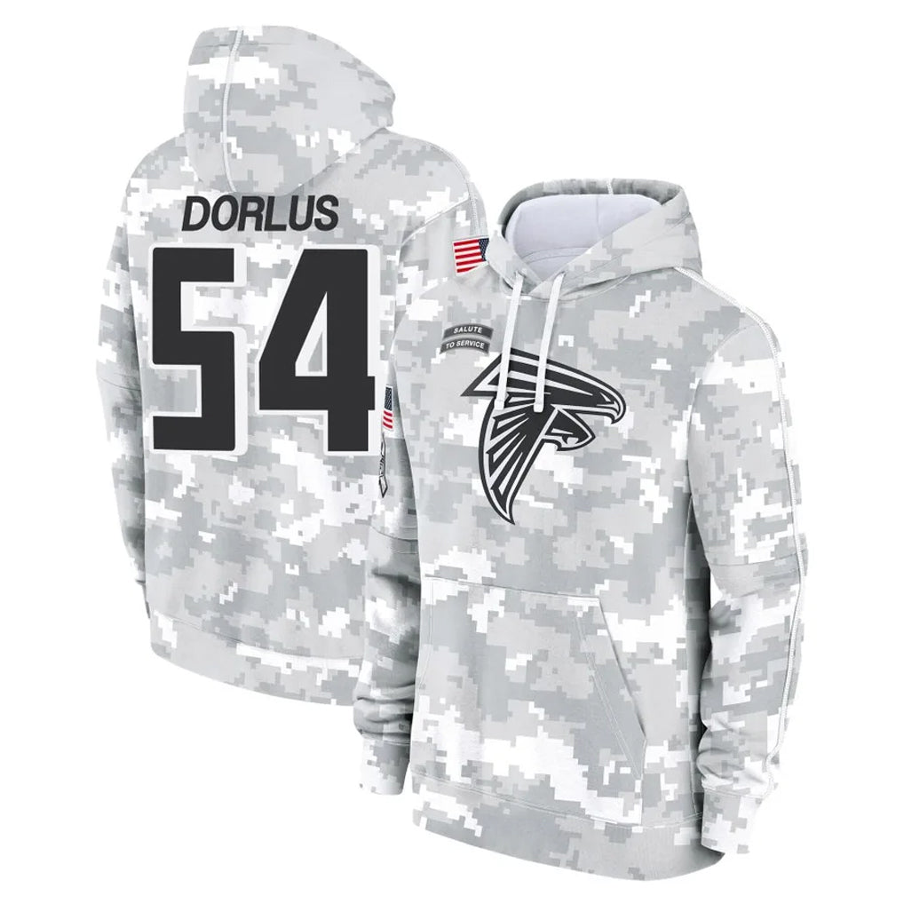 A.Falcons #54 Brandon Dorlus Player Camo Arctic Salute to Service Hoodies Limited Odoa Stitched Jerseys