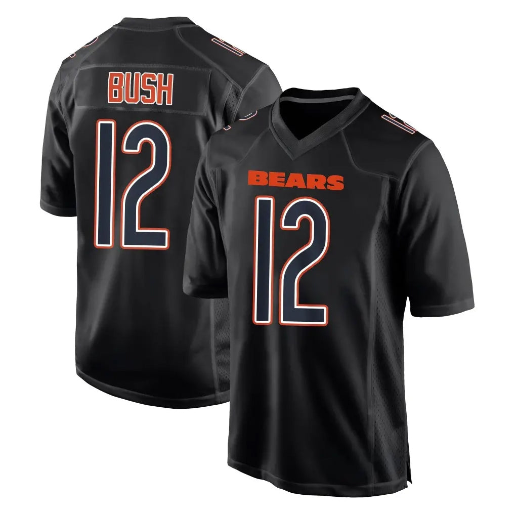 C.Bears #12 Devin Bush Player Carbon Black Fashion Game Odoa Stitched Jerseys
