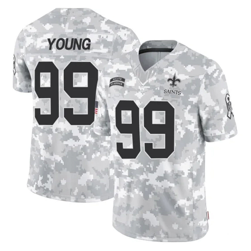 NO.Saints #99 Chase Young Player Arctic Camo Salute To Service Limited Game Odoa Stitched Jerseys