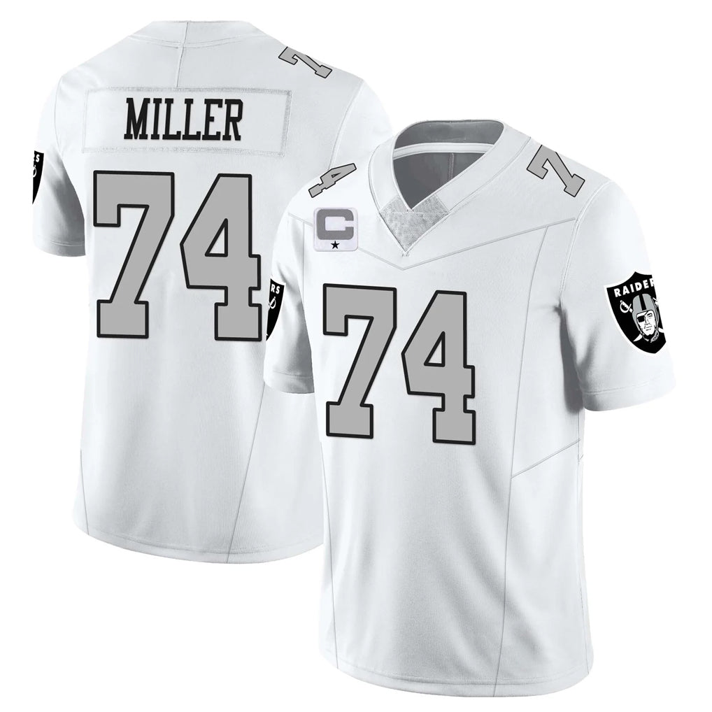 LV.Raiders #74 Kolton Miller Player White Vapor Limited Home Game Odoa Stitched Jerseys