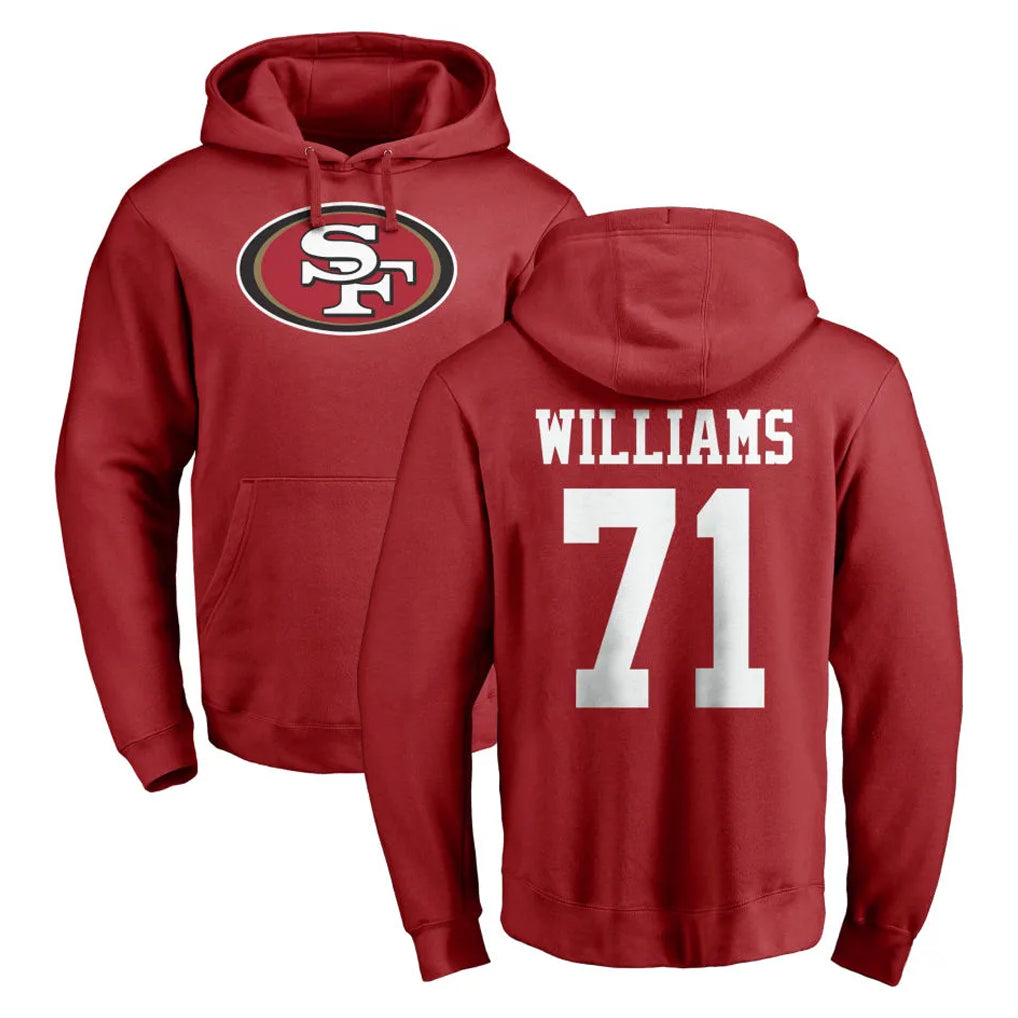 SF.49ers #71 Trent Williams Player Red LOGO Pullover Hoodies Home Game Odoa Stitched Jerseys