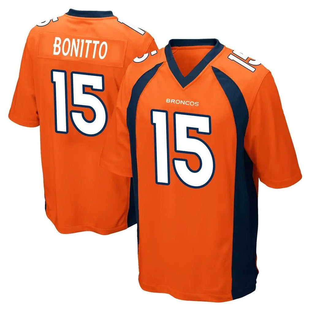 D.Broncos #15 Nik Bonitto Player Orange Color Home Game Odoa Stitched Jerseys