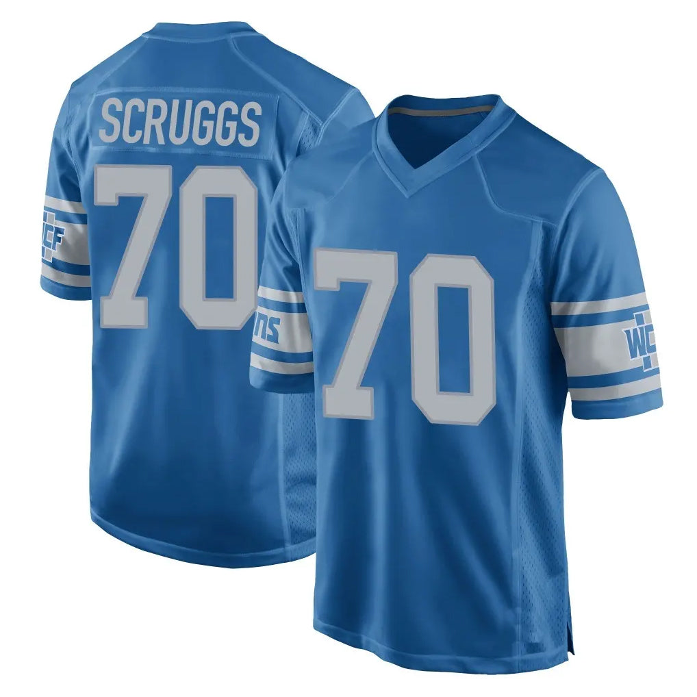 D.Lions #70 Juice Scruggs Player Blue Vapor Untouchable Throwback Game Odoa Stitched Jerseys