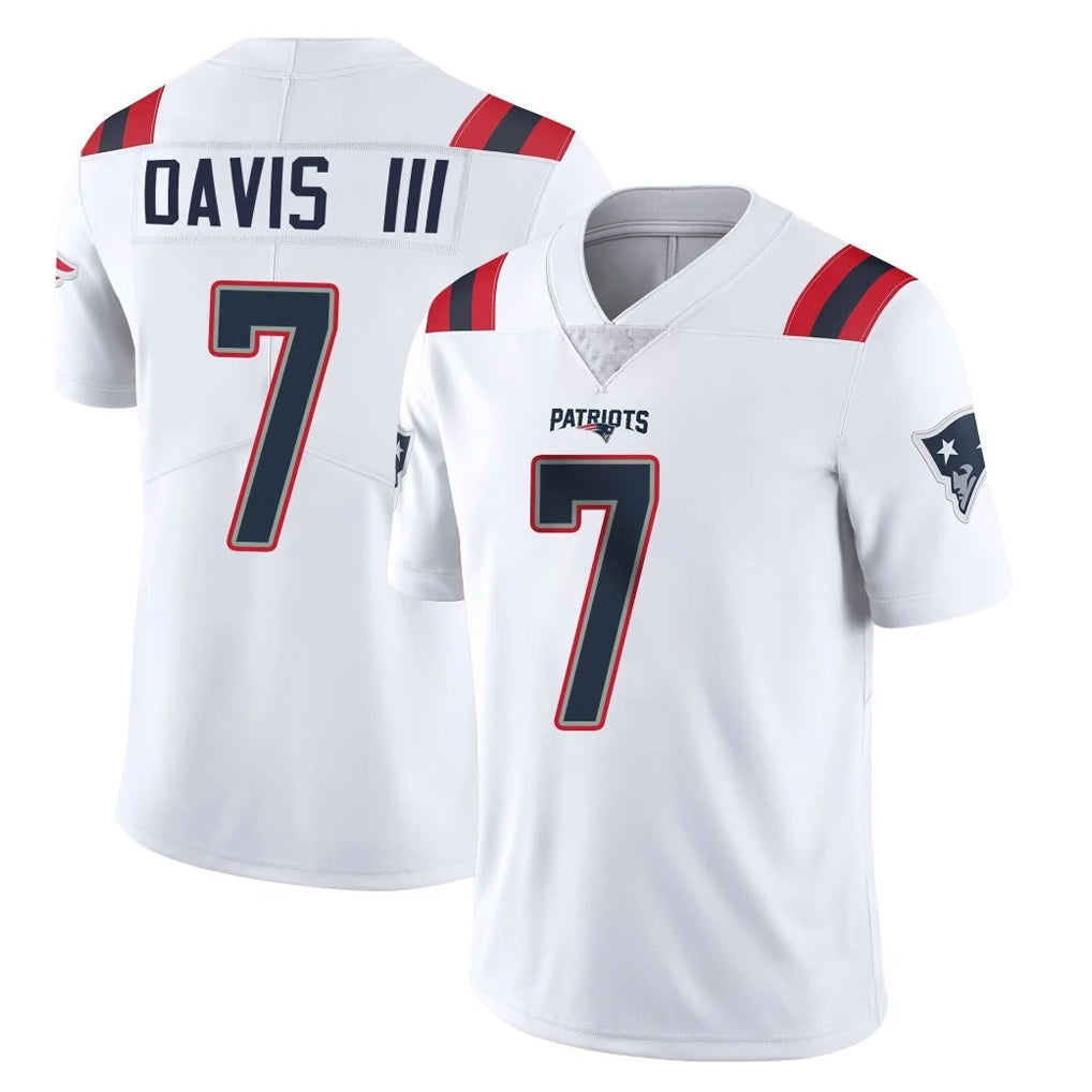 NE.Patriots #7 Carlton Davis III Player White Vapor Untouchable Home Game Odoa Stitched Jerseys