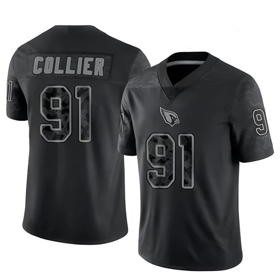 A.Cardinals #91 L.J. Collier Player Black RFLCTV Limited Odoa Stitched Jerseys