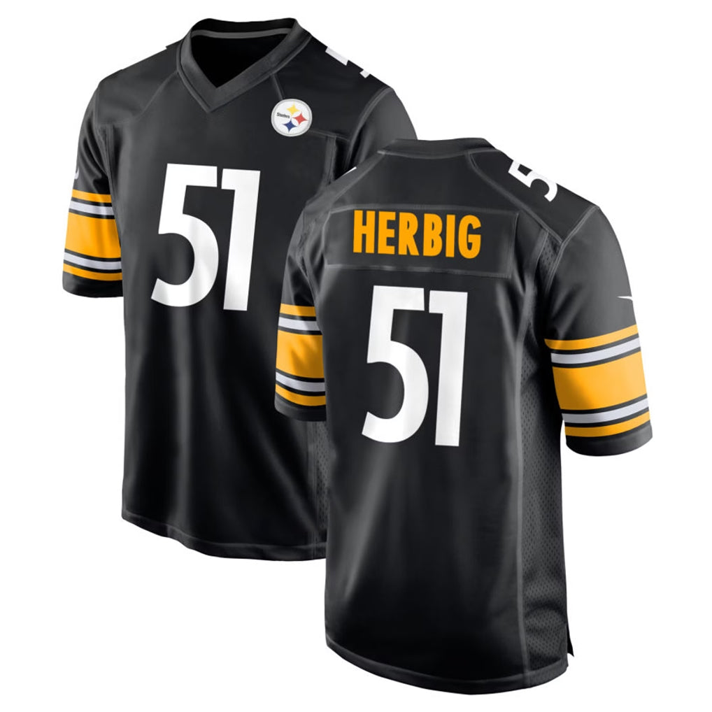 P.Steelers #51 Nick Herbig Player Black Home Game Odoa Stitched Jerseys