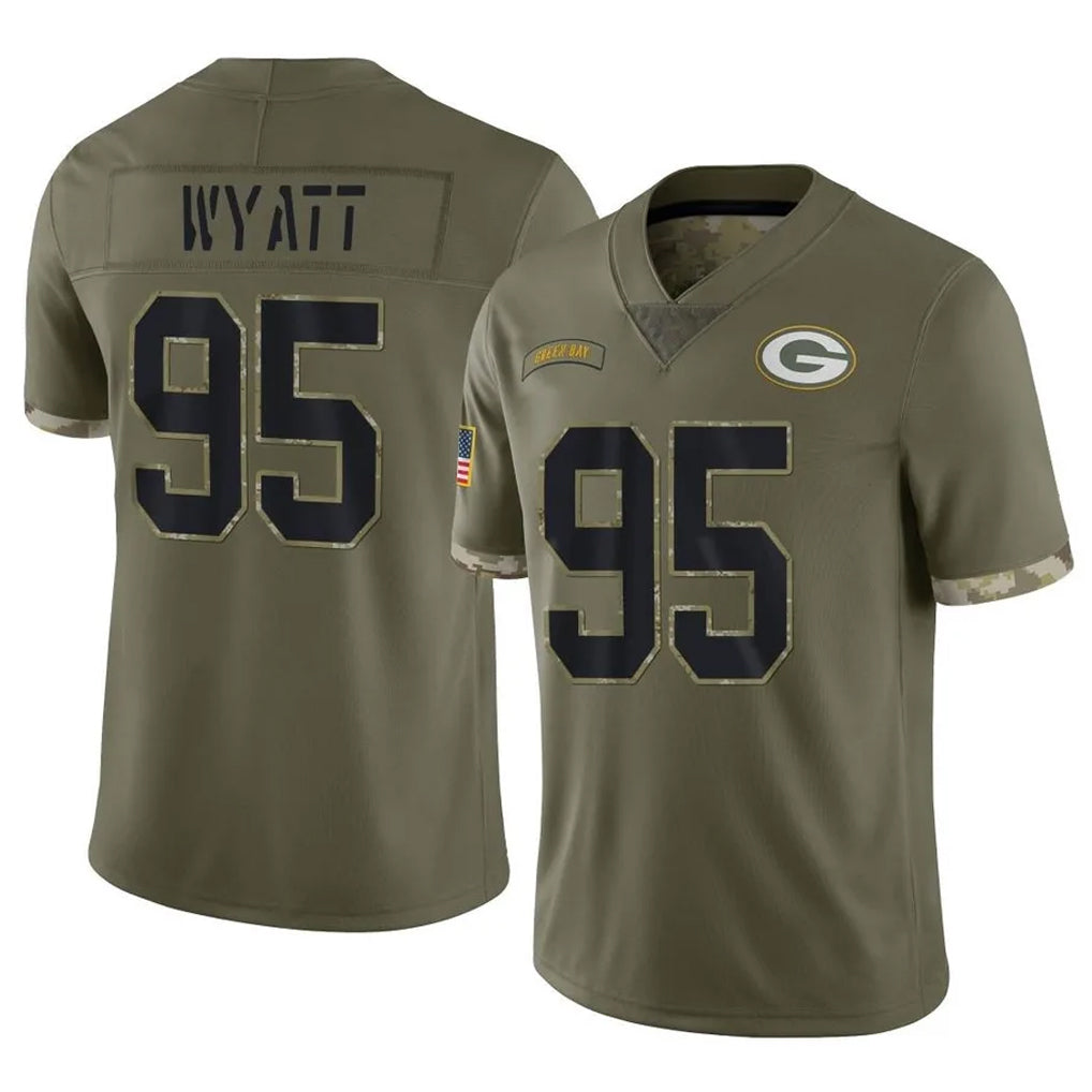 GB.Packers #95 Devonte Wyatt Player Olive Salute To Service Limited Odoa Stitched Jerseys