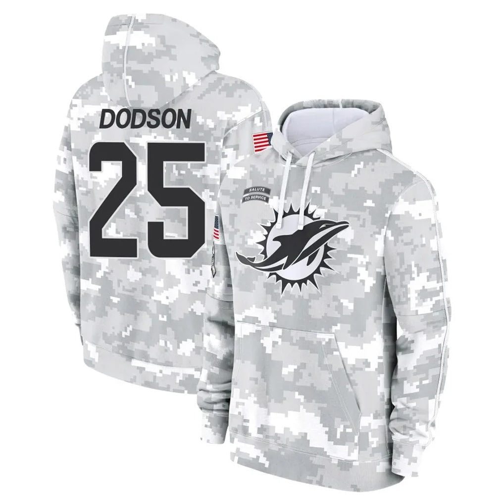 M.Dolphins #25 Tyrel Dodson Player Arctic Camo Salute to Service Hoodies Limited Game Odoa Stitched Jerseys