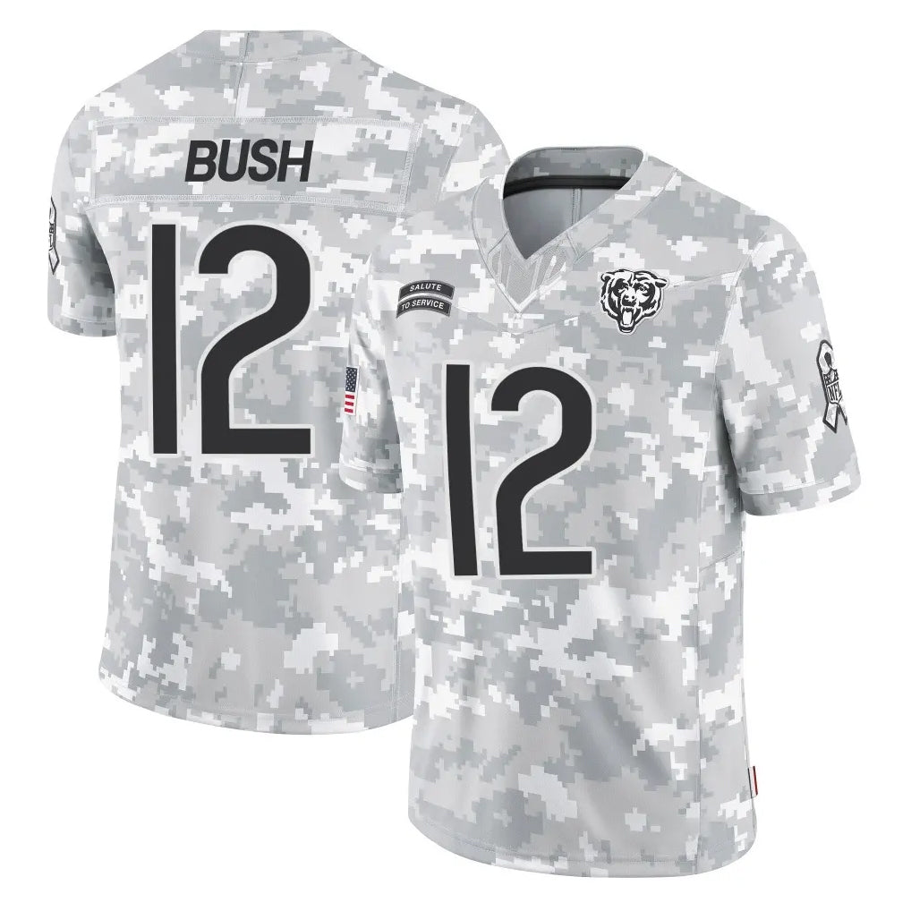 C.Bears #12 Devin Bush Player Arctic Camo Salute to Service Limited Odoa Stitched Jerseys