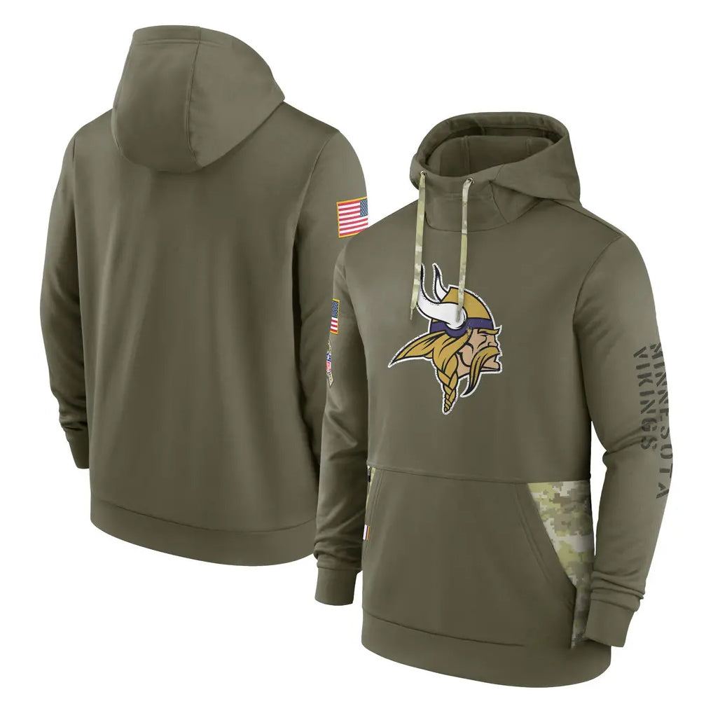 M.Vikings ## Vikings Blank Player Olive Salute to Service Pullover Hoodies Odoa Stitched Jerseys