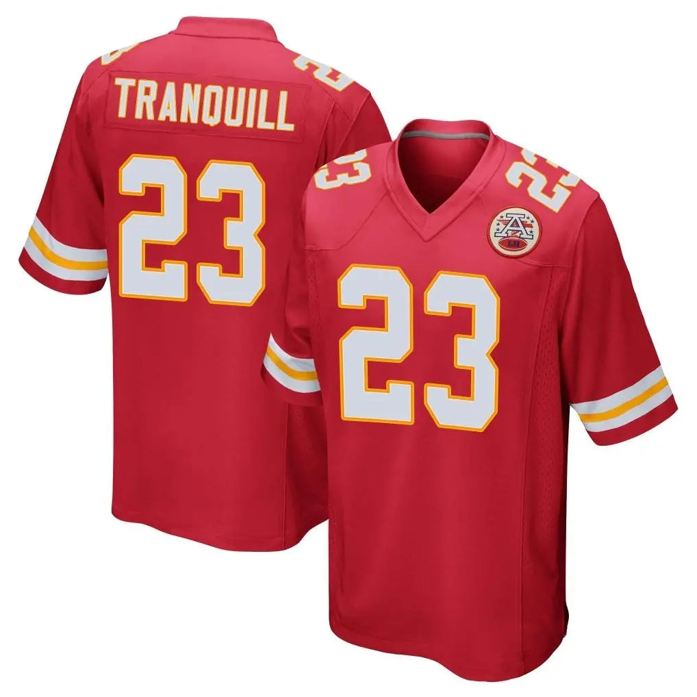 KC.Chiefs #23 Drue Tranquill Player Red Home Game Odoa Stitched Jerseys