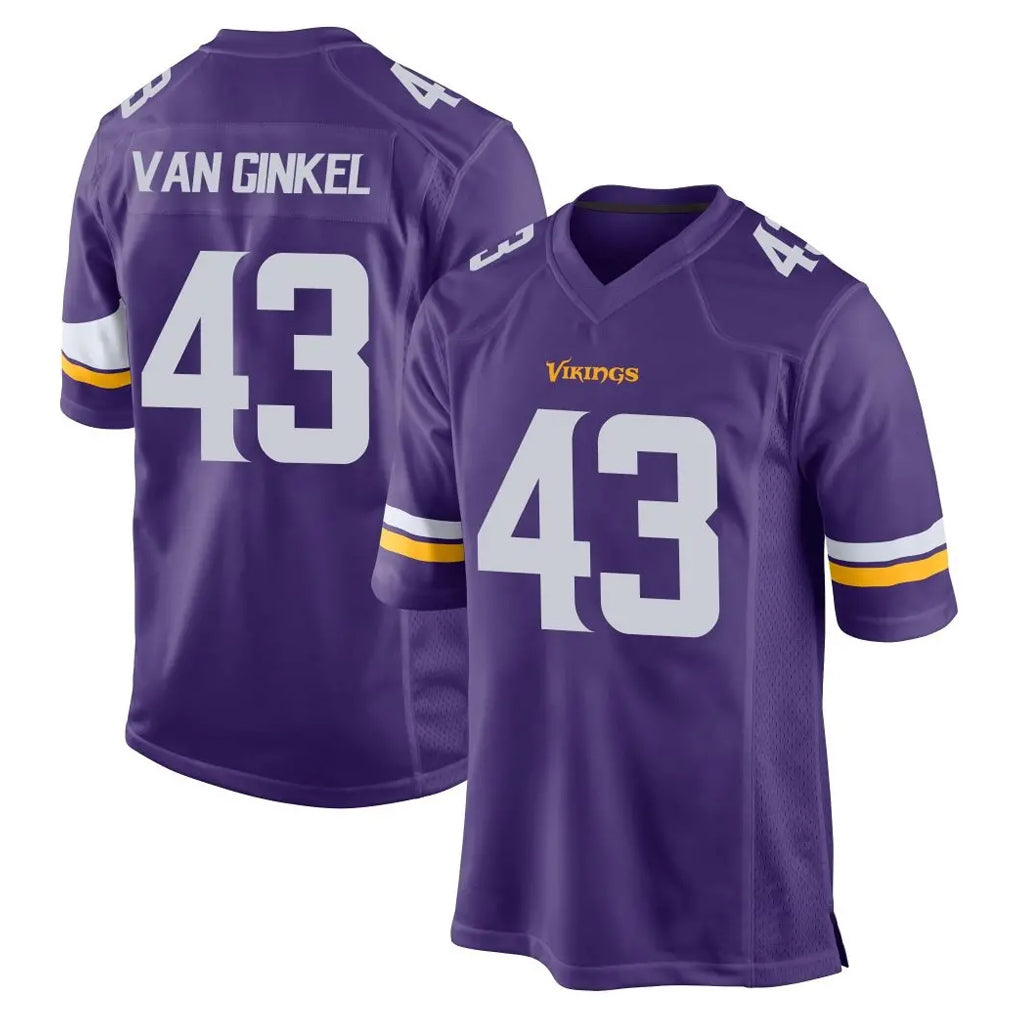 M.Vikings #43 Andrew Van Ginkel Player Purple Home Game Odoa Stitched Jerseys
