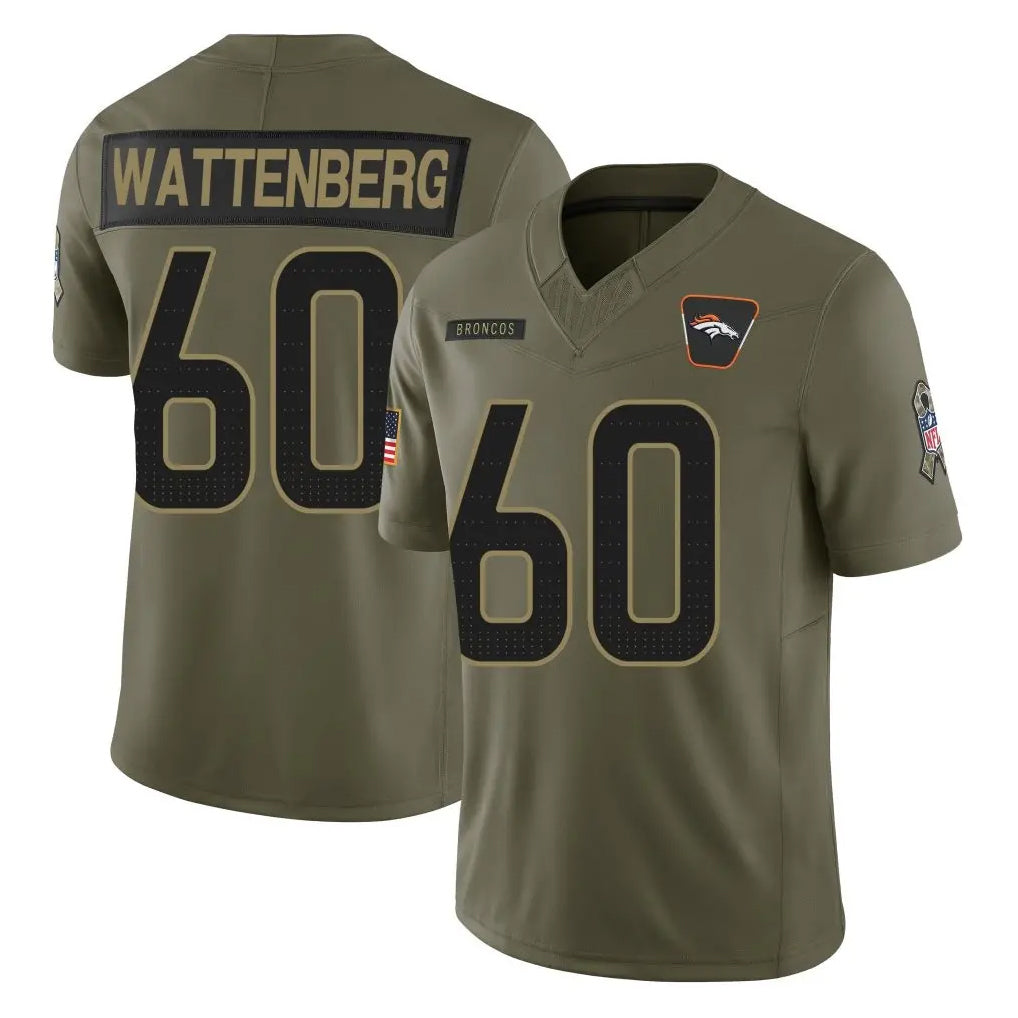 D.Broncos #60 Luke Wattenberg Player Olive 2025 Salute To Service Limited Home Game Odoa Stitched Jerseys