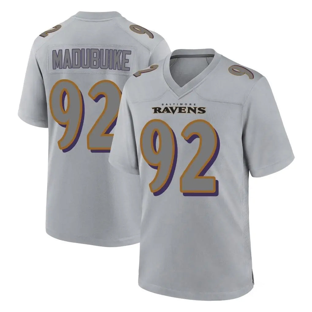 B.Ravens #92 Nnamdi Madubuike Player Gray Color Rush Vapor Untouchable Game Odoa Stitched Jerseys