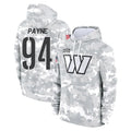 W.Commanders #94 Daron Payne Player Arctic Camo Limited Salute to Service Pullover Hoodies Game Odoa Stitched Jerseys