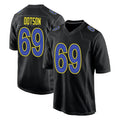 LA.Rams #69 Kevin Dotson Player Black Fashion Limited Home Game Odoa Stitched Jerseys