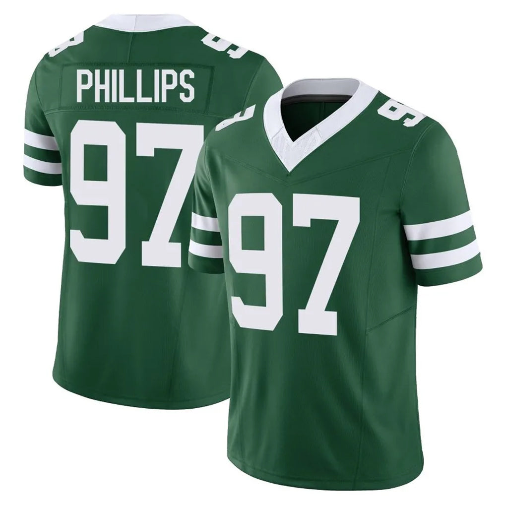 NY.Jets #97 Harrison Phillips Player Green Legacy Limited Vapor F.U.S.E. Home Game Odoa Stitched Jerseys